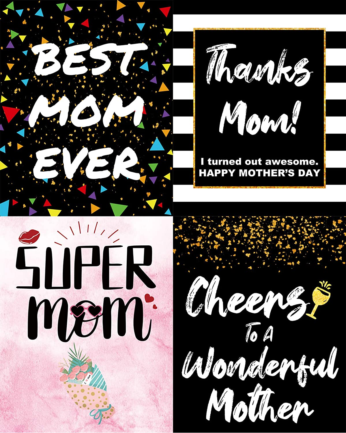 Best Mom Ever - Mother'S Day Gift for Women, Hysterical Present, Waterproof Wine Bottle Label Stickers, Set of 8 (WINE NOT INCLUDED)
