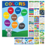 20 Extra Large Educational Posters For Kids Toddlers (24x17 Double Sided English and Spanish) Includes: Alphabet Colors Letters Numbers Shapes Months Days Weather Time Animals Solar System Seasons Map