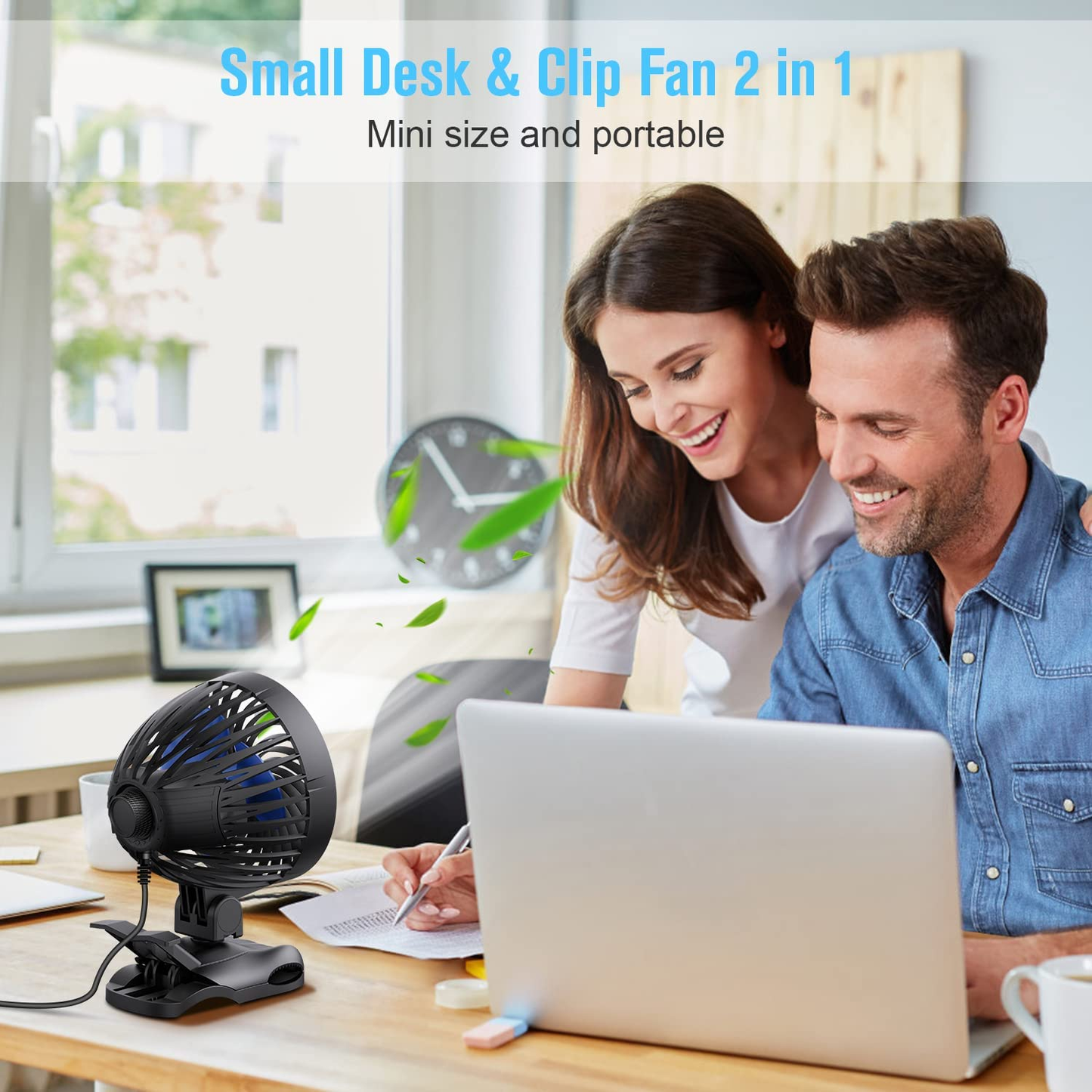 Portable Clip on Fan - 6 Inch Personal USB Fan with CVT Speeds, Adjustable Tilt, Quiet Operation Small Cooling Fan for Office Desk Dorm Bed Stroller -Supercar Clamp