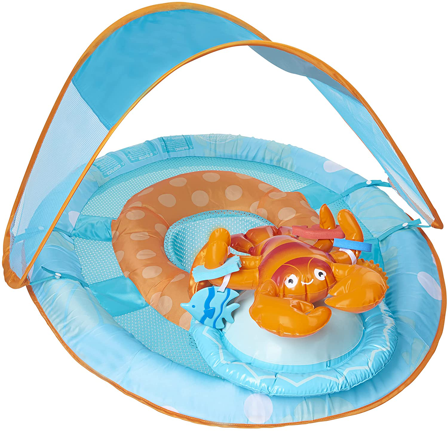 SwimWays Inflatable Baby Spring Octopus Pool Float Activity Center with Canopy