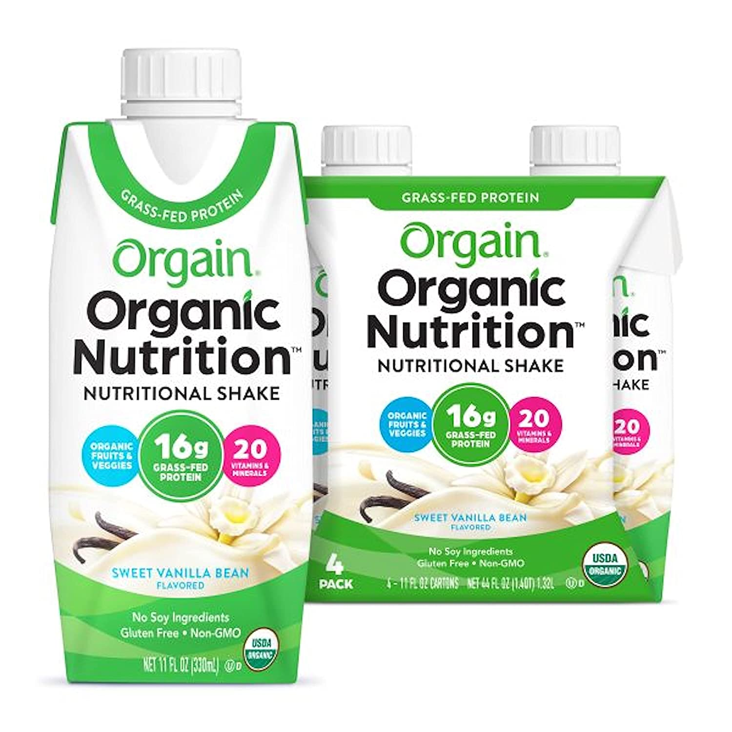 Orgain Organic Nutritional Shake, Iced Cafe Mocha - 16G Protein, 20 Vitamins & Minerals, Gluten Free, Soy Free, Kosher, Non-Gmo, 11 Fl Oz (Pack of 12) - Packaging May Vary
