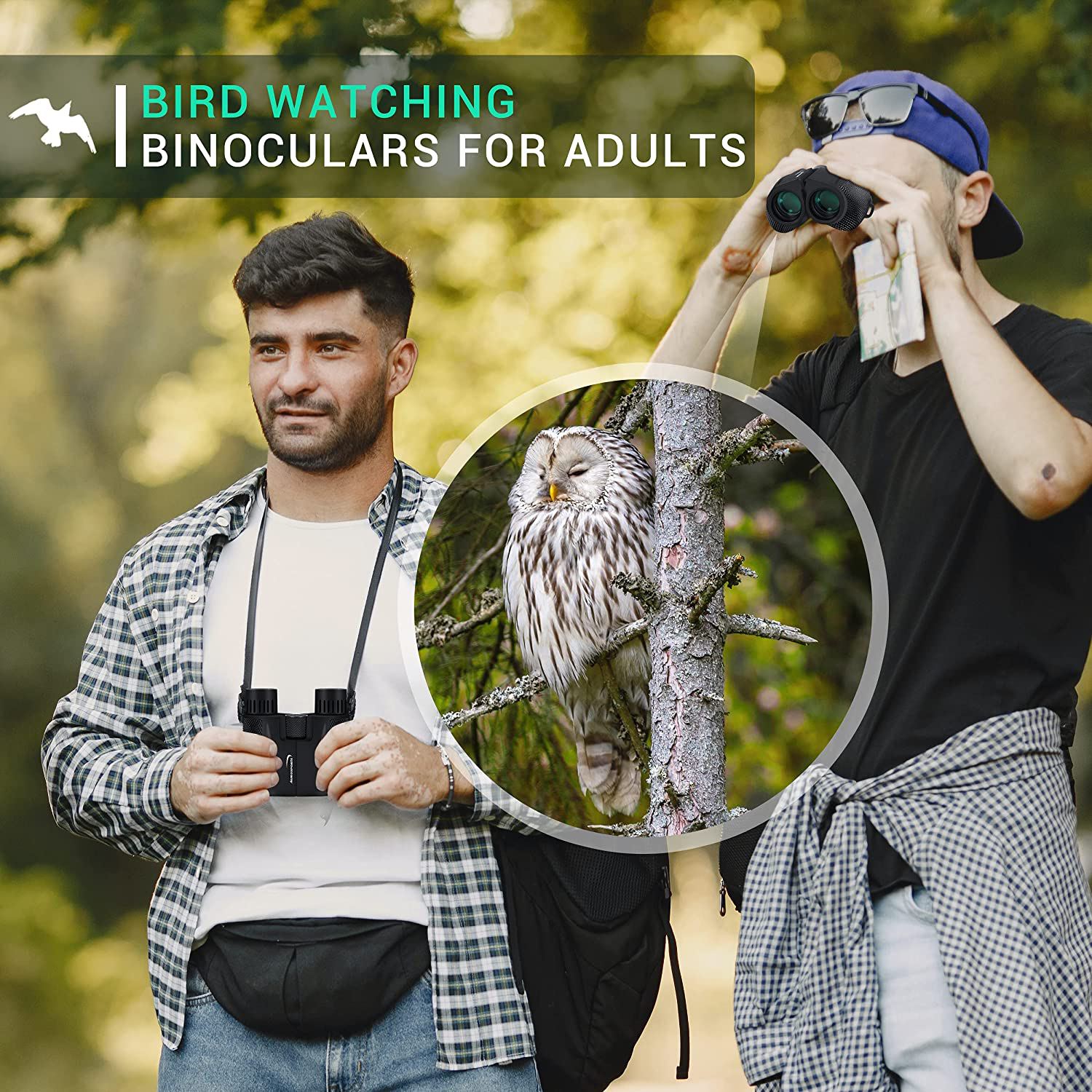 Aurosports 10x25 Binoculars for Adults and Kids, Folding Compact Binocular with Weak Light Vision, Lightweight Small Binoculars for Bird Watching, Travel, Concerts, Hunting, Hiking