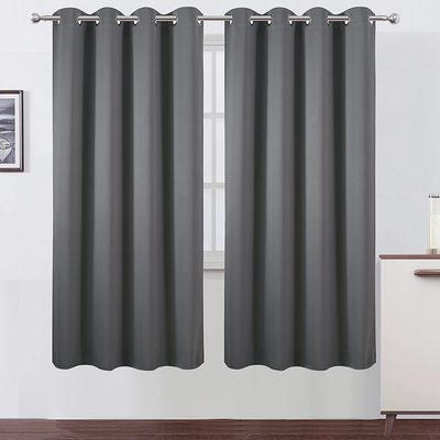 LEMOMO Grey Blackout Curtains/52 x 72 Inch/Set of 2 Panels Thermal Insulated Room Darkening Curtains for Bedroom…