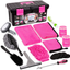 Car Wash Kit, Pink Car Cleaning Kit Interior and Exterior, Car Accessories for Women - Cleaning Gel, Microfiber Cleaning Cloth, Car Wash Mitt, Duster, Squeegee, Microfiber Wax Applicator(17pcs)