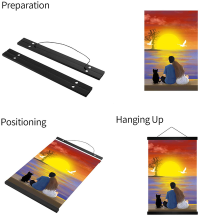 Radezon 12 inch Wide Magnetic Poster Hanger Frame, 12x18 12x16 12x24 Wood Frame for Posters, Prints, Photos, Pictures, Maps, Scrolls, and Artwork - Wall Hanging Wooden Frame