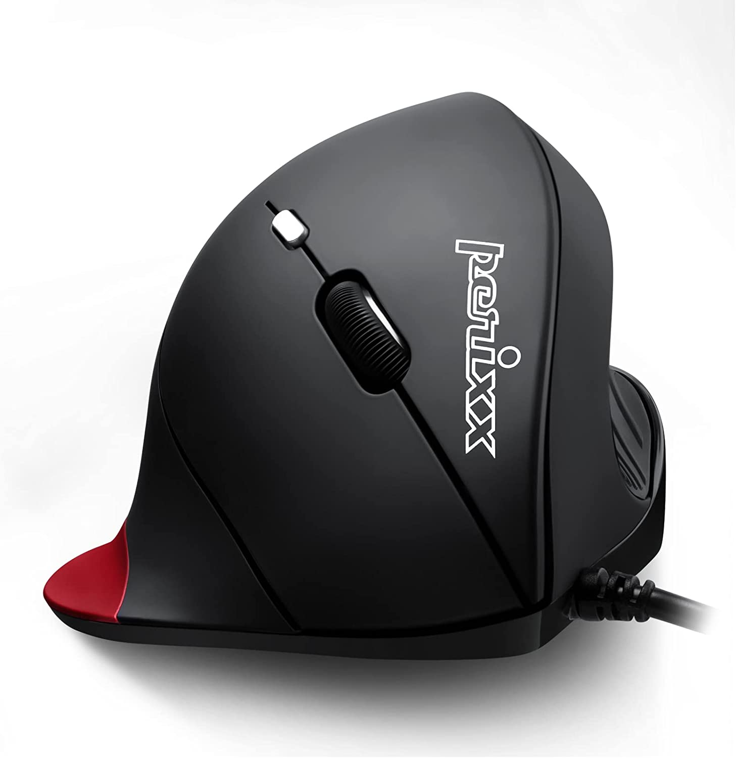 Perix Wired Vertical USB Mouse, 6 Buttons and 2 Level 1000/1600 DPI, Right Handed Design