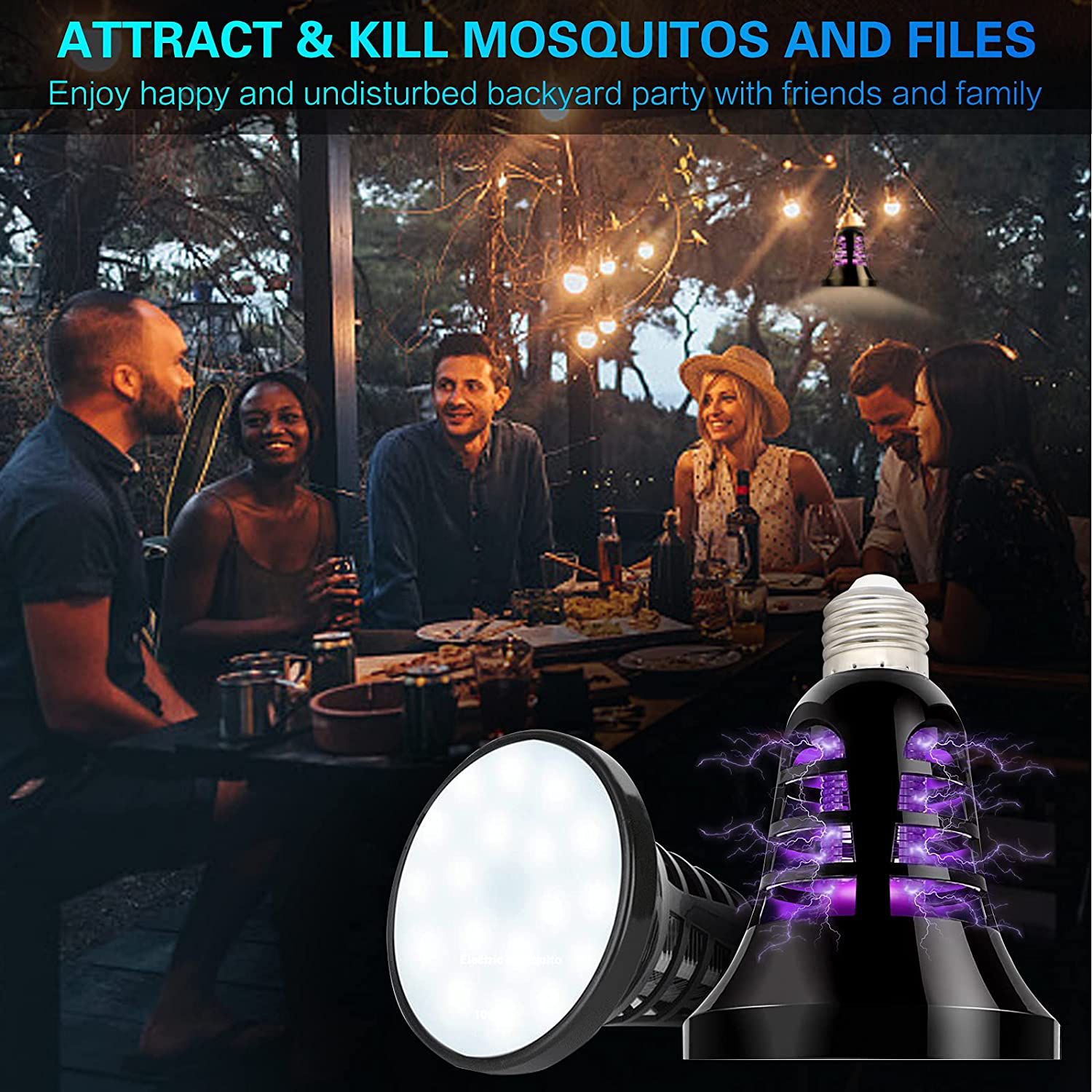COZYLIFE 2-in-1 Bug Zapper Light Bulb, Outdoor Camping Lamp, USB Powered Tent Lantern with Hanging Hook, UV LED Insect Mosquito Fly Trap Killer Bulb Portable, Comes with Cleaning Brush and USB Cable