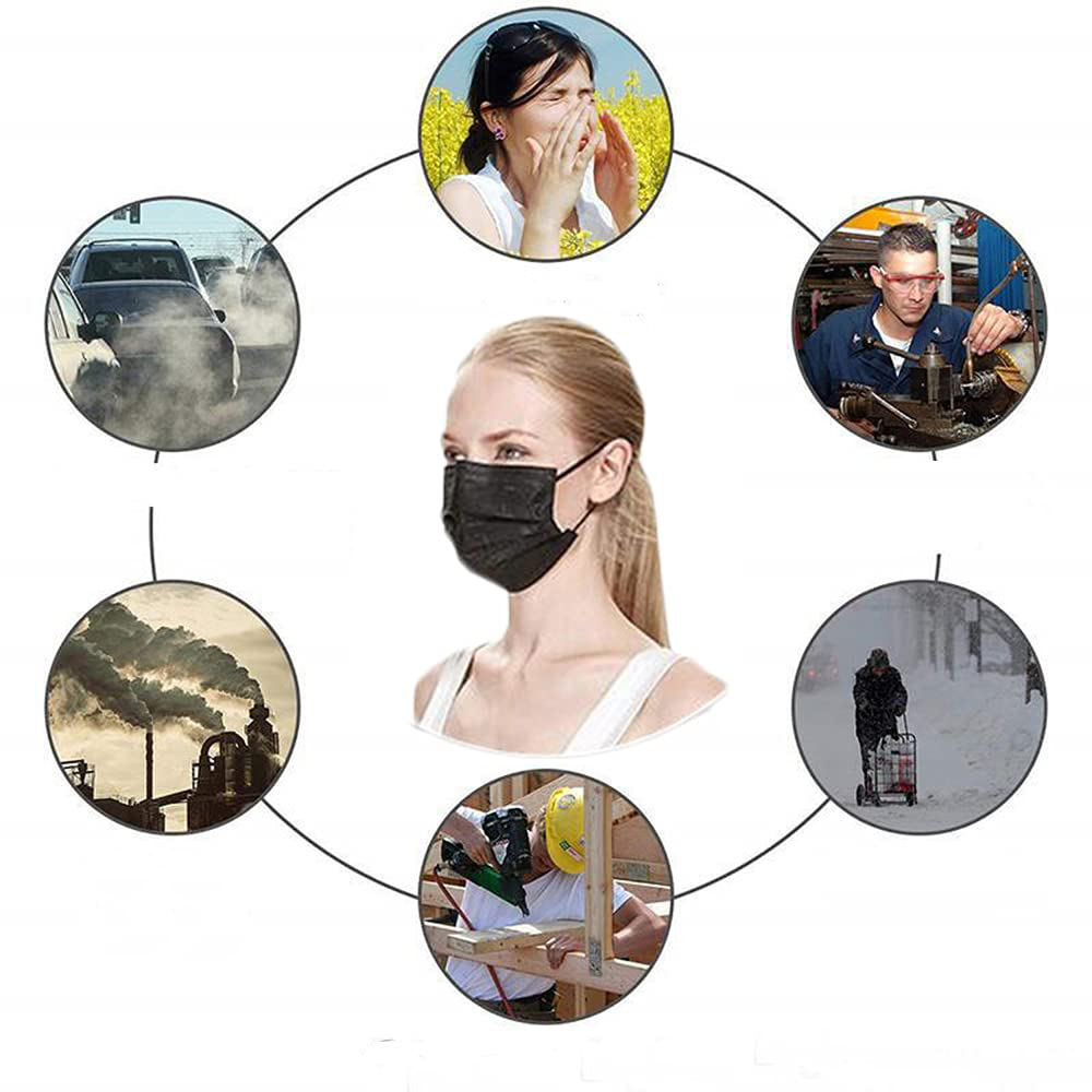 3 Ply Black Disposable Face Mask Filter Protection Face Masks