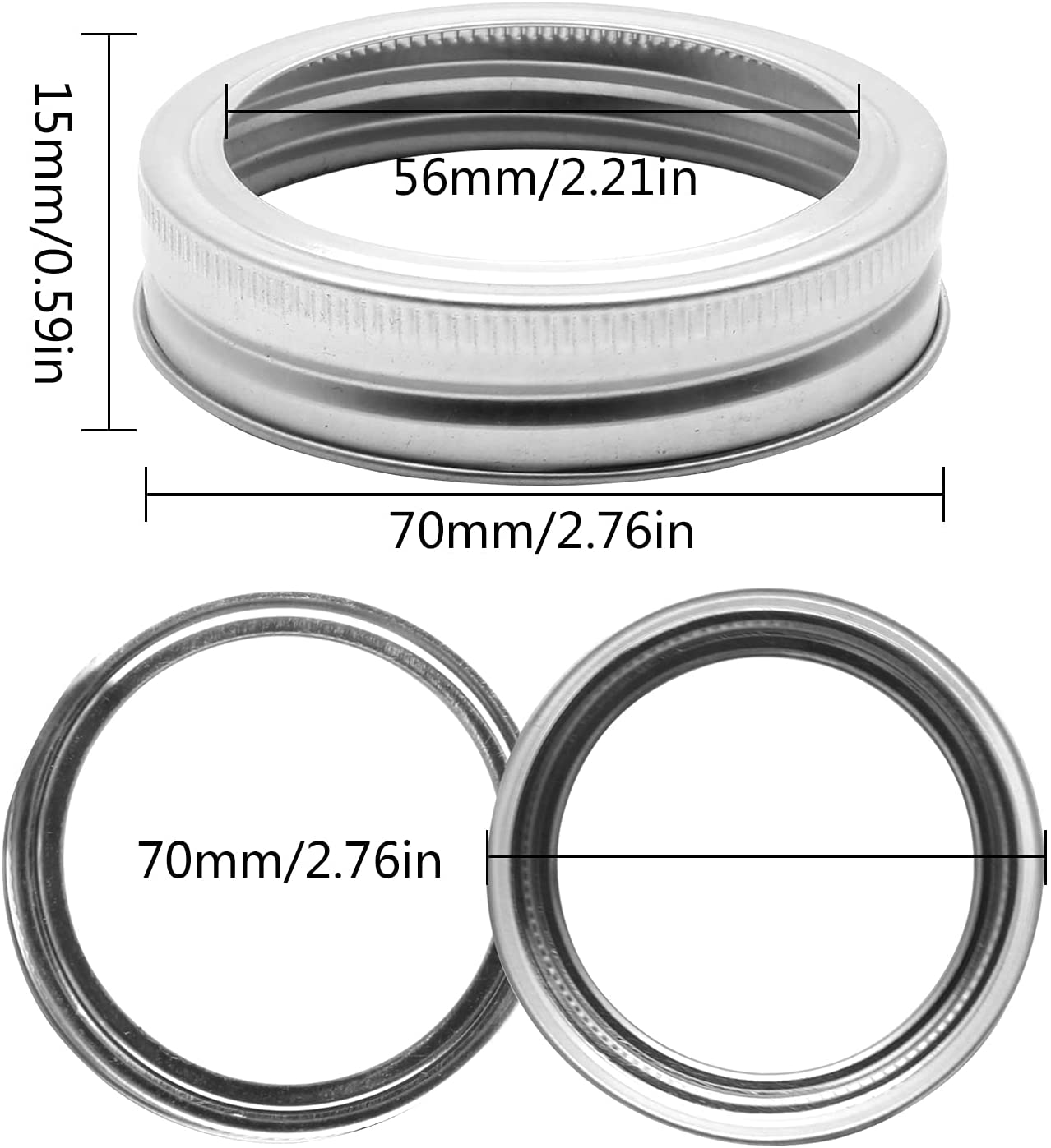 BokWin 30 Pieces Regular Mouth Canning Jar Replacement Ring, Tinplate Metal Screw Jar Bands Rings for Mason Jar, Ball Jar, Canning Jars