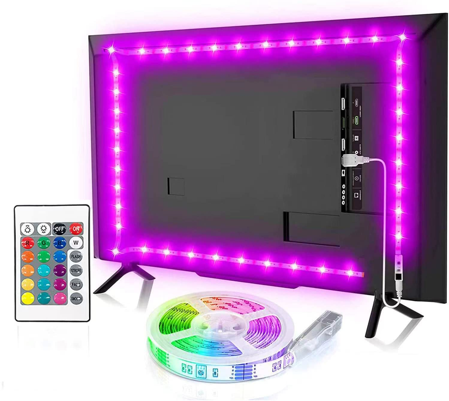 Led Strip Lights, 8.2Ft TV Light Strip for 32-58 Inch Tv/Monitor Backlight, USB Led Strip Mood Light with 4096 DIY Colors Remote Control