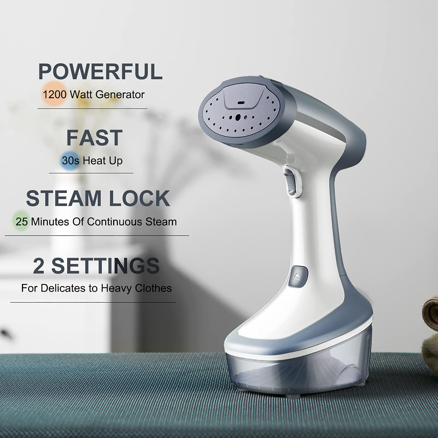 YIKA Steamer for Clothes, 300ml Hand-Held Clothes Steamer with Ceramic Iron Panel, 1200W Garment & Fabric Wrinkle Remover, 25 mins Continuous Steam, 30s Heat Up Portable Travel Clothing Steamer