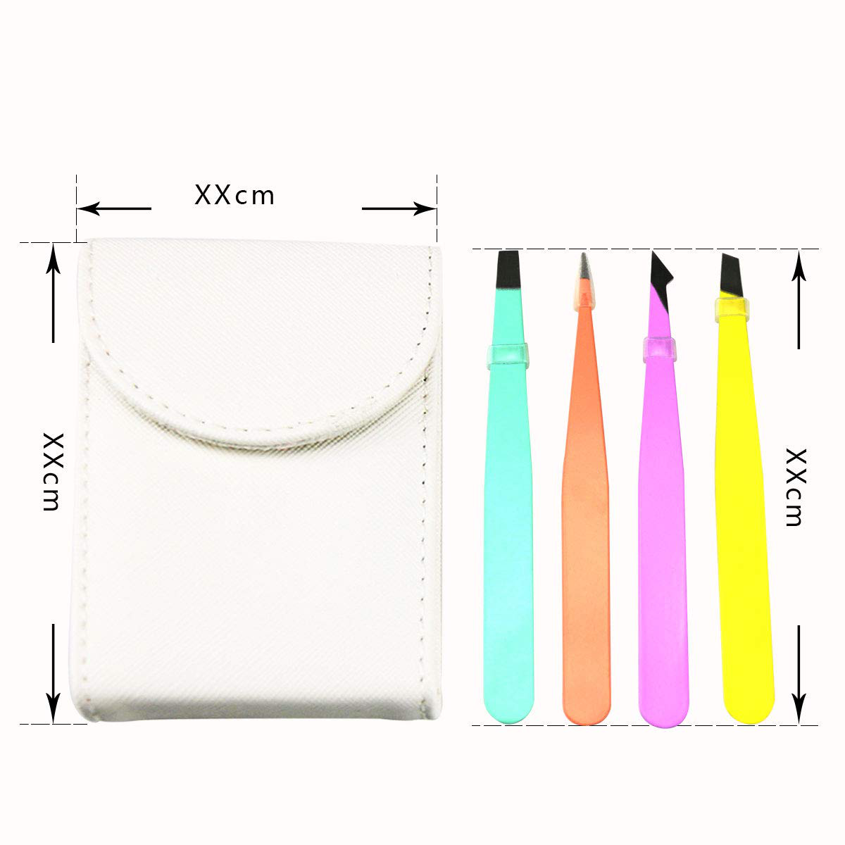 Dr.Nail Tweezers Set for Women'S Eyebrows,4Pcs Best Precision Professional Steel Tweezers Set, Eyelash Extension,Hair Removal - Slant, Pointed, Flat, Pointed with Travel Case (Multicolor)