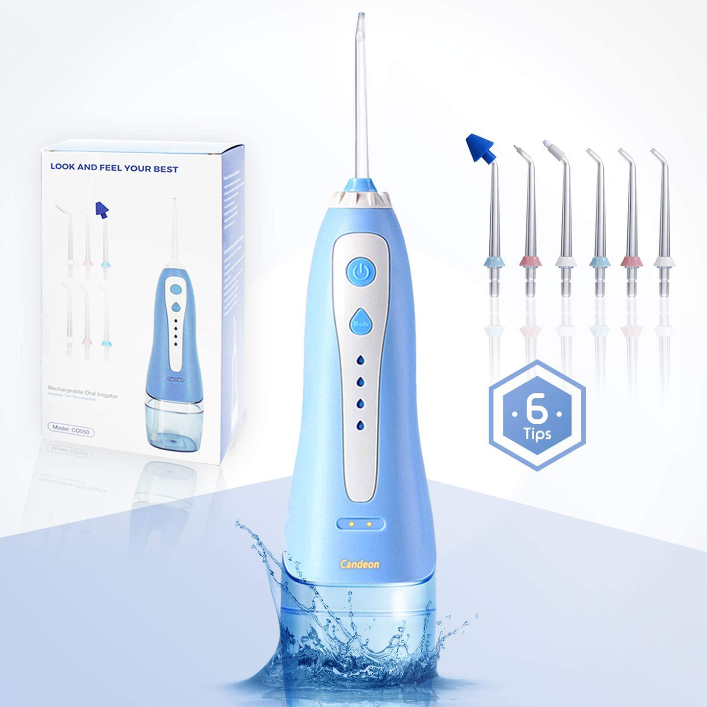 Intellvision Water Flosser with USB Charging Professional Cordless Dental Oral and Nasal Irrigator - 4 Modes Water Flosser with 240ML Cleanable Water Tank for Home and Travel, Braces & Bridges Care