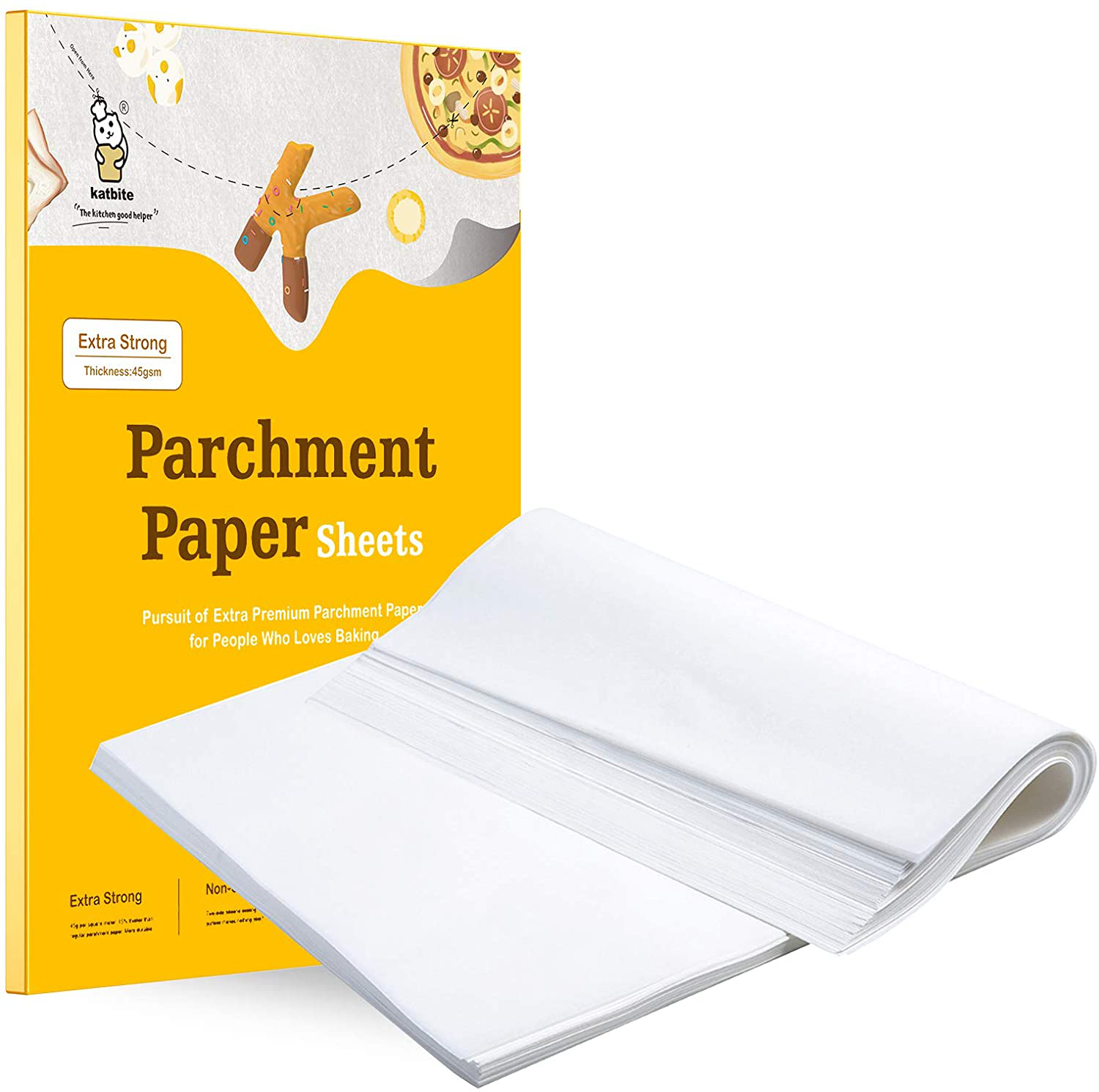 Katbite 200Pcs 9X13 Inch Heavy Duty Parchment Paper Sheets, Precut Parchment Paper for Quarter Sheet Pans Liners, Baking Cookies, Bread, Meat, Pizza, Toaster Oven (9"X13")