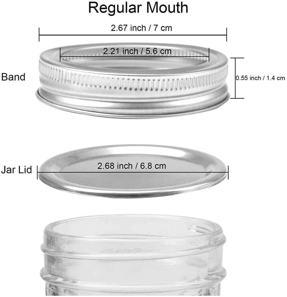 24Pcs Regular Mouth Canning Lids and Rings Stainless Steel Mason jar lids Reusable Leak Proof Split-Type Silver Lids with Silicone Seals Rings (70mm)