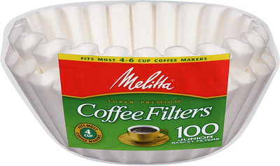 Melitta Junior Basket Coffee Filters White 100 Count, 2 Pack