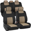 BDK PolyPro Car Seat Covers Full Set Front and Rear Split Bench Protection, Easy Install with Two-Tone Accent, Universal Fit for Auto Truck Van SUV