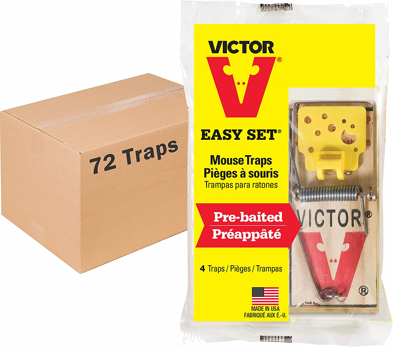 Victor Easy Set Mouse Trap - 18 Pack (72 Total Traps)