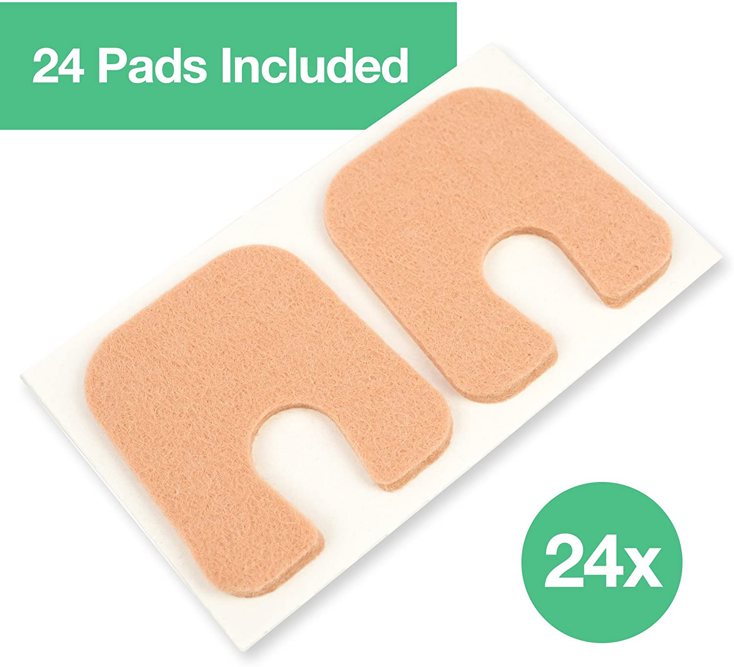 Zentoes U-Shaped Felt Callus Pads | Protect Calluses from Rubbing on Shoes | Reduce Foot and Heel Pain | Pack of 24 1/8” Self-Stick Pedi Cushions
