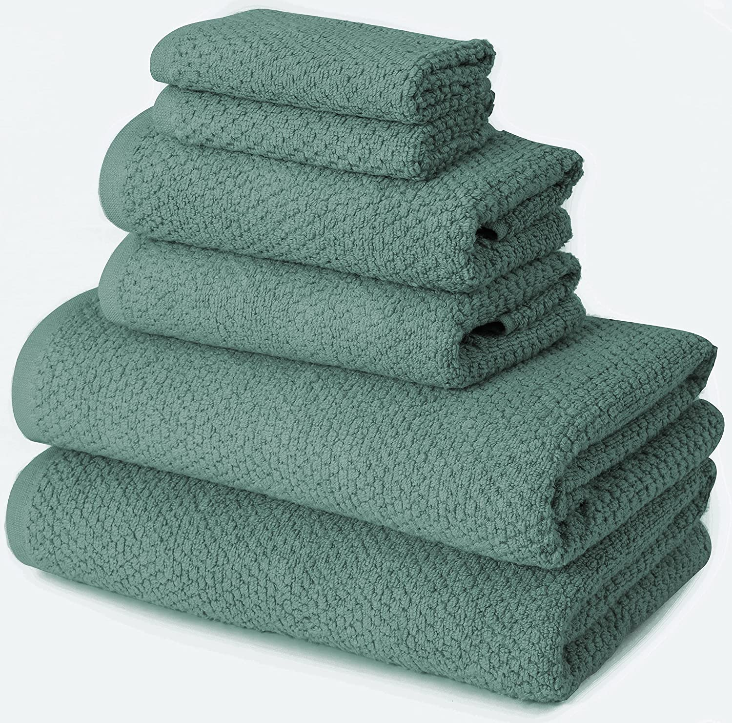 Bath Towels Set of 6 - 450 GSM & 100% Cotton Towels for Bathroom, 2 Large Bathroom Towels, 2 Hand Towels 2 Wash Cloths - Premium Quality Super Plush Towels Set by NZEE HOMES - Light Grey