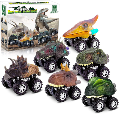 Dinosaur Toys for 3 Year Old Boys, Pull Back Dinosaur Toys for 5 Year Old Boy 6 Pack Set Car Toys for 4 Year Old Boys Christmas Birthday Gifts for Kids 2 3 4 5 6 Year Old Boys Girls