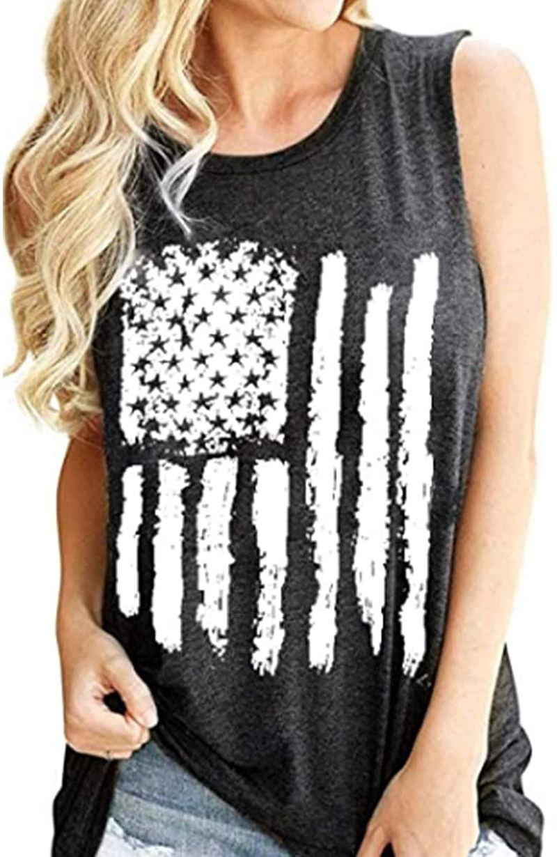 Women's American Flag Camo Sleeveless Tank Tops 4Th of July Racerback Bowknot Stripes Patriotic T Shirts