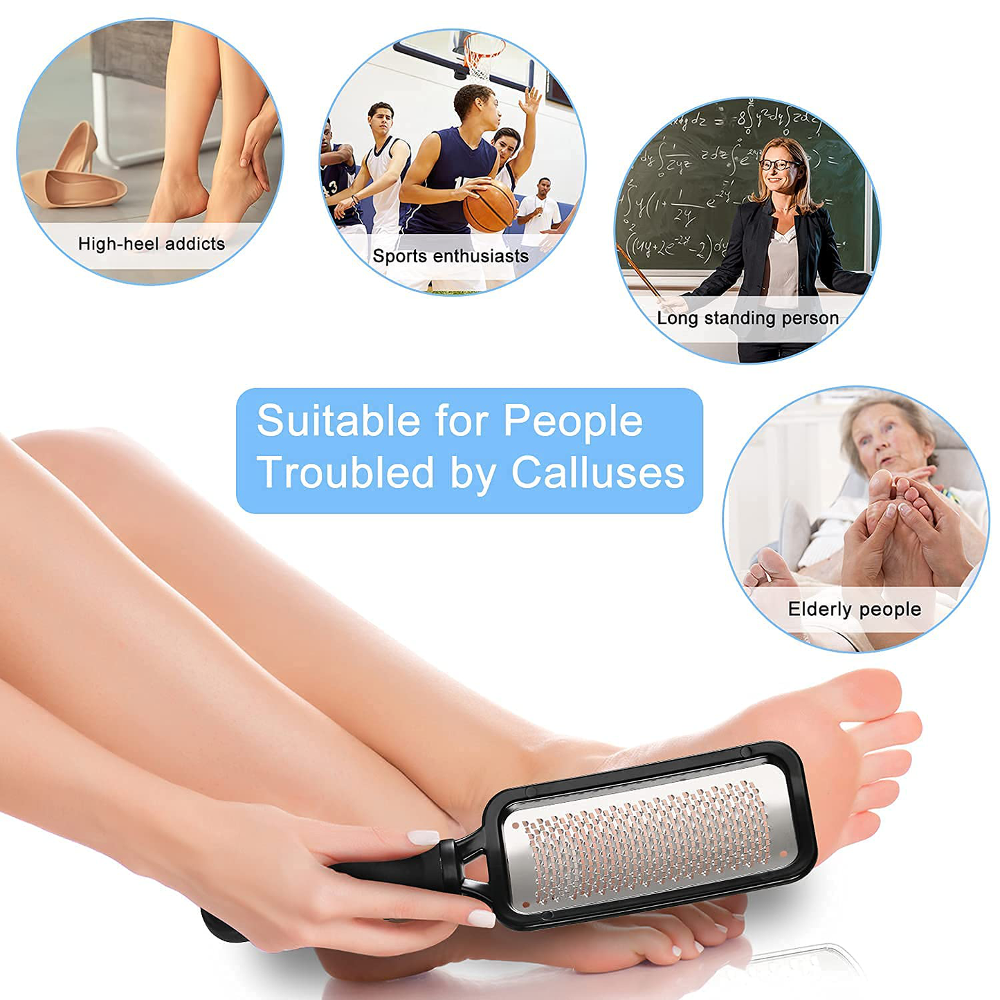 Foot Scrubber Callus Remover for Feet - Foot File Pedicure Tools Cozycom Colossal Foot Rasp Foot Grater Dead Skin Corn Callous Removers Professional Surgical Grade Stainless Steel for Dry and Wet Feet