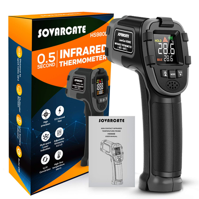 Infrared Thermometer SOVARCATE Digital IR Laser Thermometer Temperature Gun High and Low Temperature Alarm -58°F~1112°F Temperature Probe Cooking/Air/Refrigerator