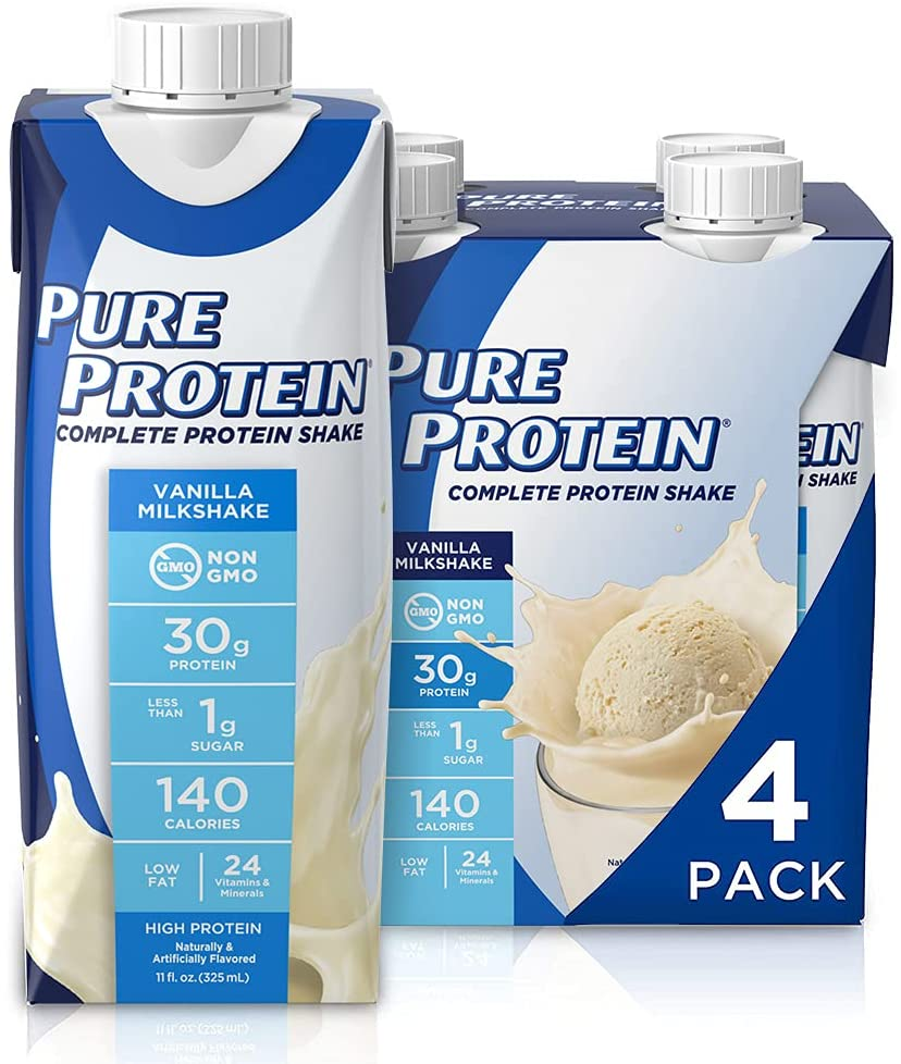 Pure Protein Vanilla Protein Shake | 30G Complete Protein | Ready to Drink and Keto-Friendly | Vitamins A, C, D, and E plus Zinc to Support Immune Health | 11Oz Bottles | 4 Pack