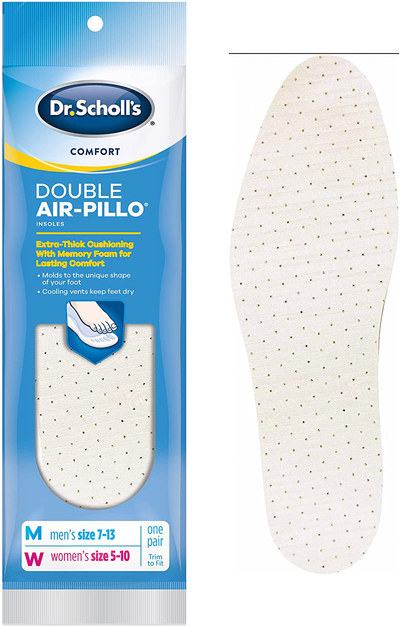 Dr. Scholl’S Comfort Double Air-Pillo Insoles, Men’S Size 7-13, Women’S Size 5-10 , 1 Pair