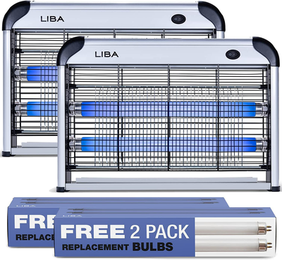 LiBa Zapper Electric Indoor Zapper Powerful 2800V Grid (2-Pack) - 4 Extra Replacement Bulbs