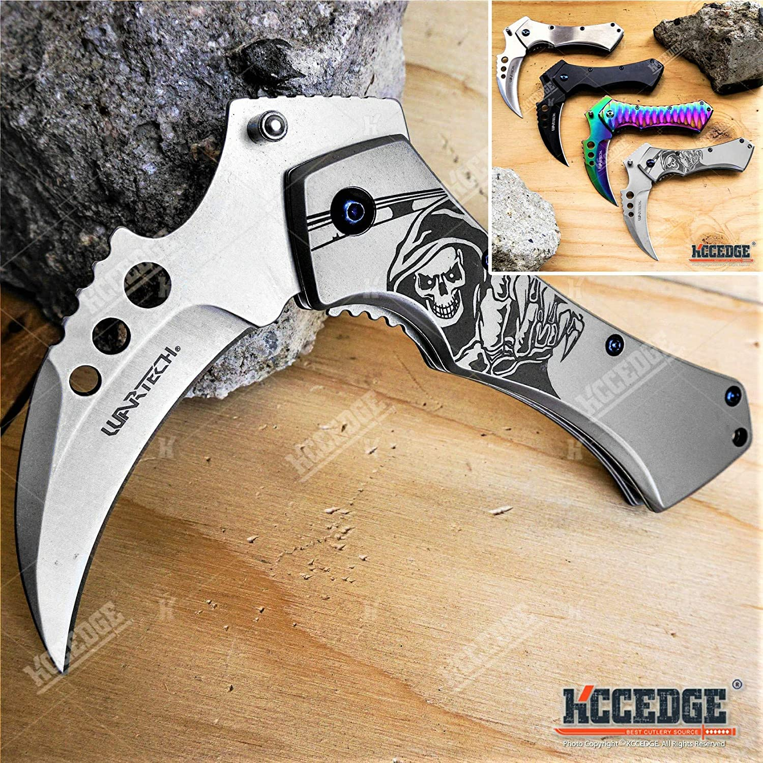 ]Pocket Knife Camping Accessories Survival Kit 5 Inch Grim Reaper Scythe Tactical Knife Hunting Knife Camping Gear