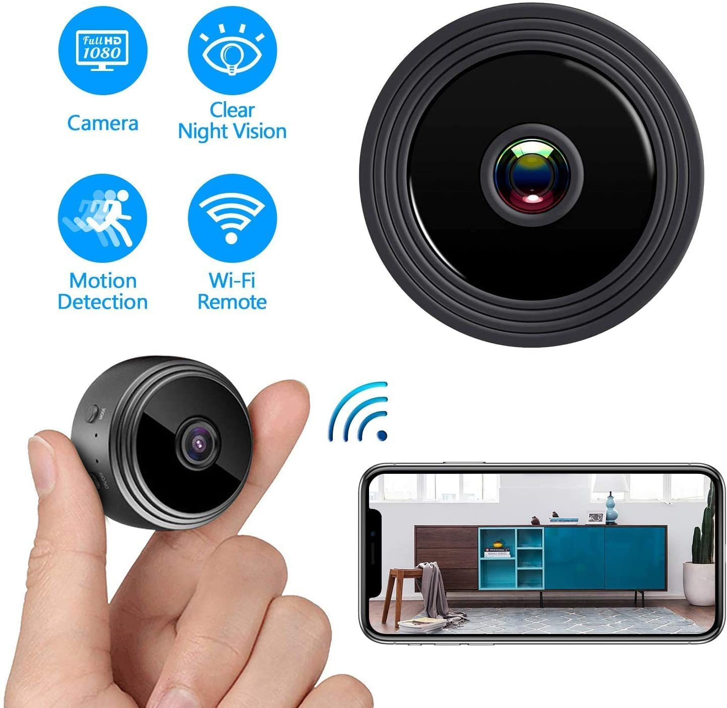Mini Wifi Hidden Cameras,Wireless Cameras with Audio and Video Live Feed, HD 1080P Home Security Cameras, Covert Baby Nanny Cam,Tiny Smart Cameras with Night Vision and Motion Detection