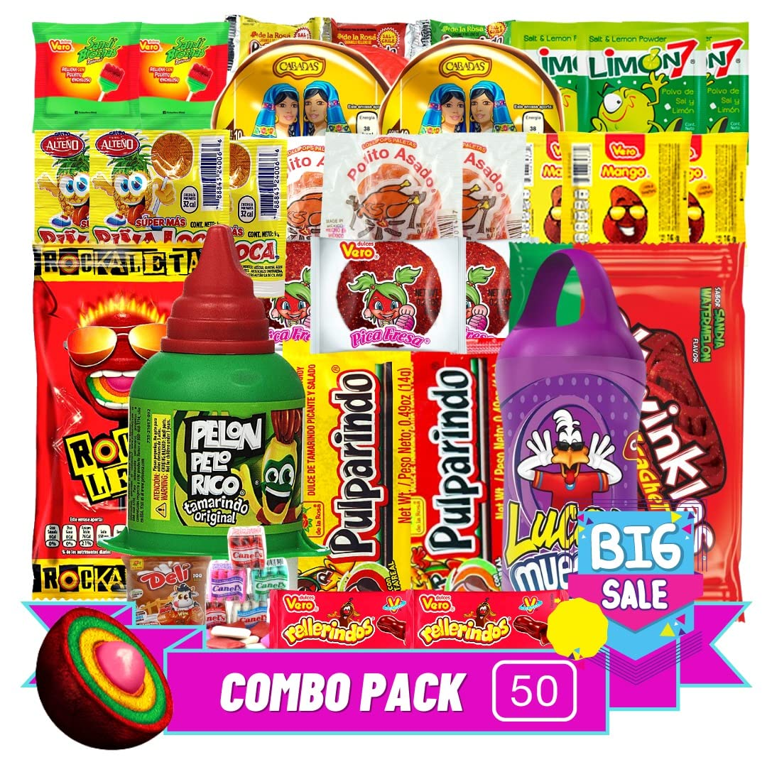 Las Posadas Mexican Sweets Candy – 50 PCS Bulk Candy Variety Pack – Delicious Mexican Sweets for Kids and Adults – Gums, Cajeta, Pina Loca, Rico Pepino, Montes Surtidos Mexican Candy