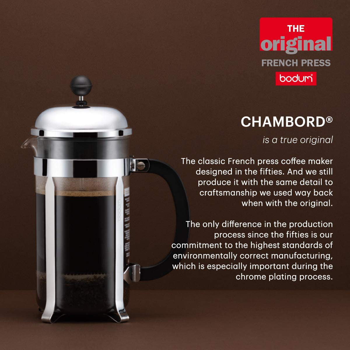 Bodum Chambord French Press Coffee and Tea Maker, 12 Ounce, Chrome