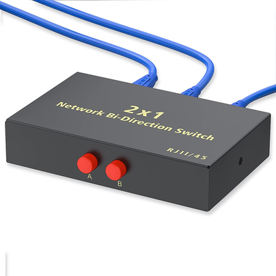 100M/1000M 2-In RJ45 Gigabit Ethernet RJ45 Network Switch Splitter Selector Metallic Box