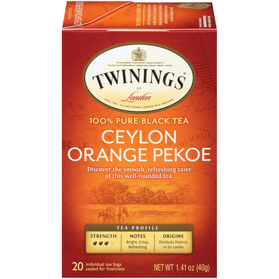 Twinings of London Ceylon Orange Pekoe Tea Bags, 20 Count (Pack of 6)