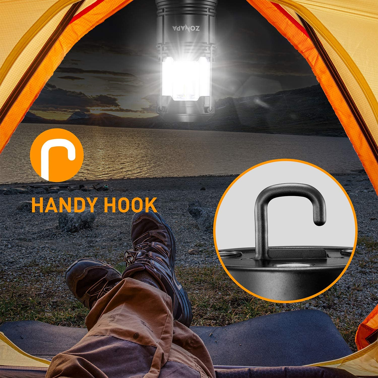 4-Pack Outdoor LED Lantern W/ Magnetic Base, Battery Powered, Portable Camping Light - Ultra-Bright Camp or Emergency Lighting - Indoor, Outdoor Hanging Hook