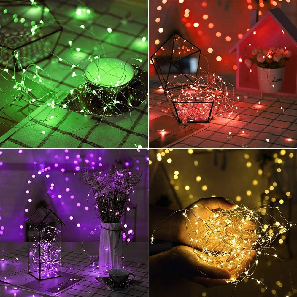 Twinkle Star 33ft 100LED Copper Wire String Lights Fairy String Lights 8 Modes LED String Lights USB Powered with Remote Control for Wedding Party Home Christmas Decoration, Warm White