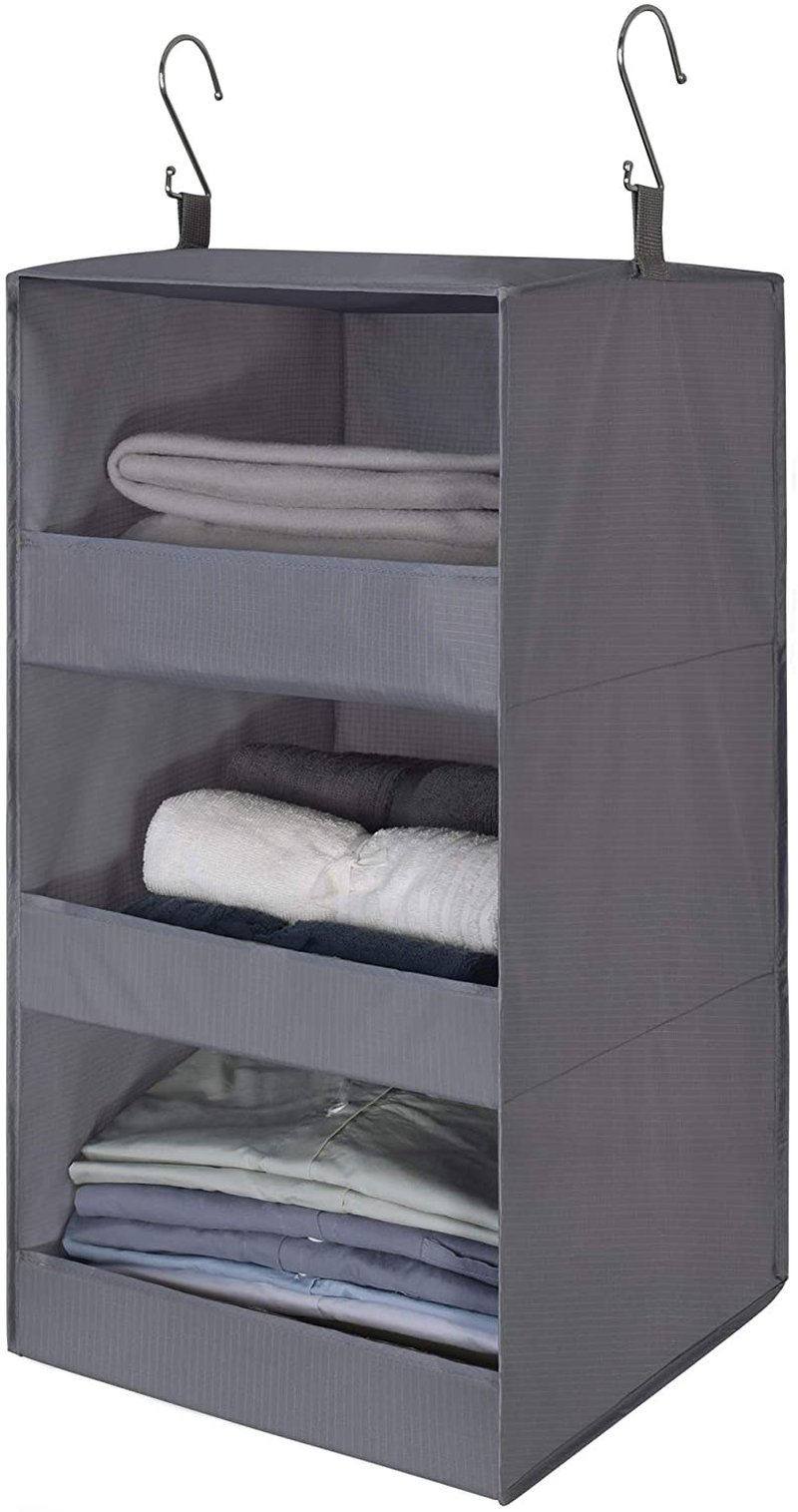 GRANNY SAYS 3-Shelf Hanging Closet Organizer, Collapsible Hanging Closet Shelves, Hanging Organizer for Closet & RV, Gray, 28.9" H X 12.2" W X 12.2" D, 1-Pack