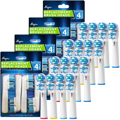 Replacement Brush Heads Compatible With Oral B- Double Clean Design Fits Oralb Pro 7000, 1000, 8000, 9000, 1500, 5000, Kids, Vitality & More!