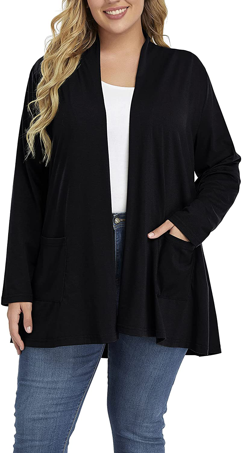 Shiaili Long Plus Size Cardigans for Women Easy to Wear Open Front Clothing
