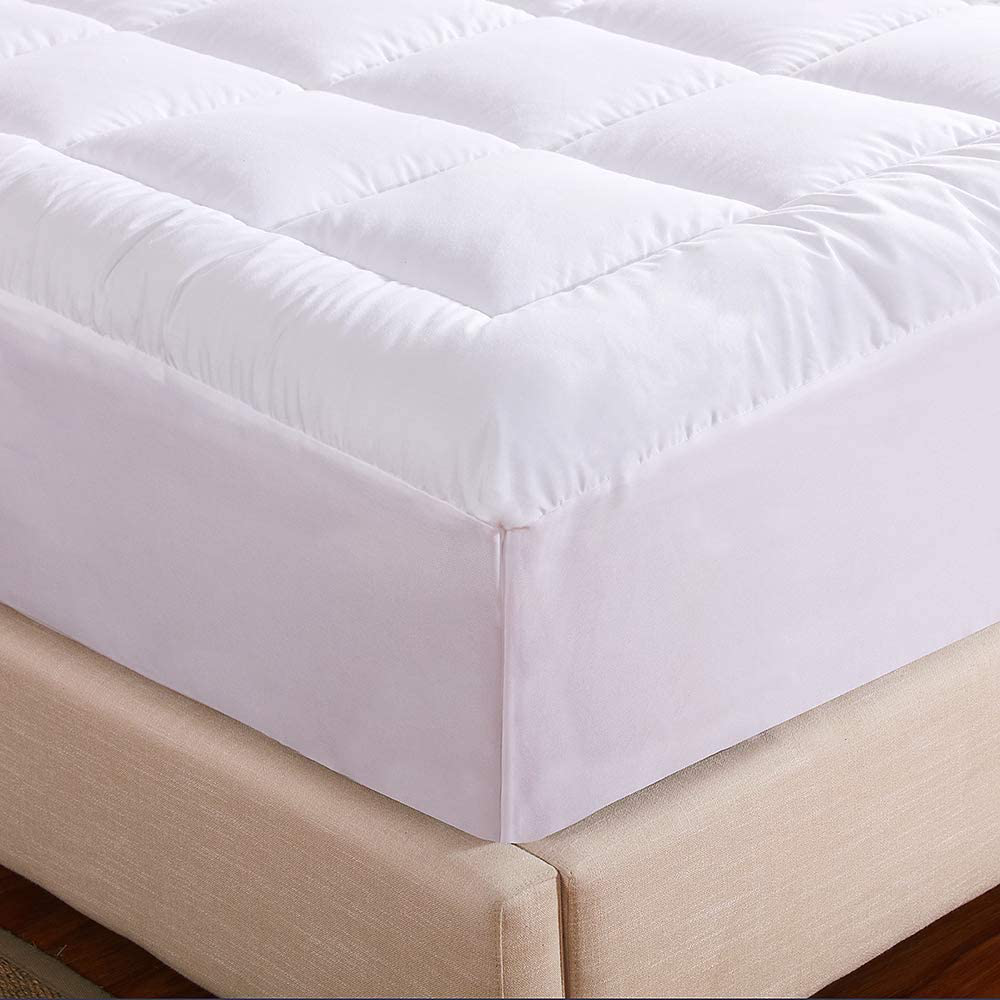 WhatsBedding Waterproof Mattress Pad Queen Size Cotton Top Down Alternative Filling Pillowtop Mattress Topper Cover-Fitted Quilted (Mattress Pad Queen)