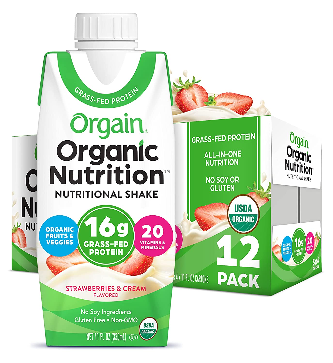Orgain Organic Nutritional Shake, Iced Cafe Mocha - 16G Protein, 20 Vitamins & Minerals, Gluten Free, Soy Free, Kosher, Non-Gmo, 11 Fl Oz (Pack of 12) - Packaging May Vary