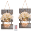 HOMKO Decorative Mason Jar Wall Decor - Rustic Wall Sconces with 6-Hour Timer LED Fairy Lights and Flowers - Farmhouse Home Decor (Set of 2)