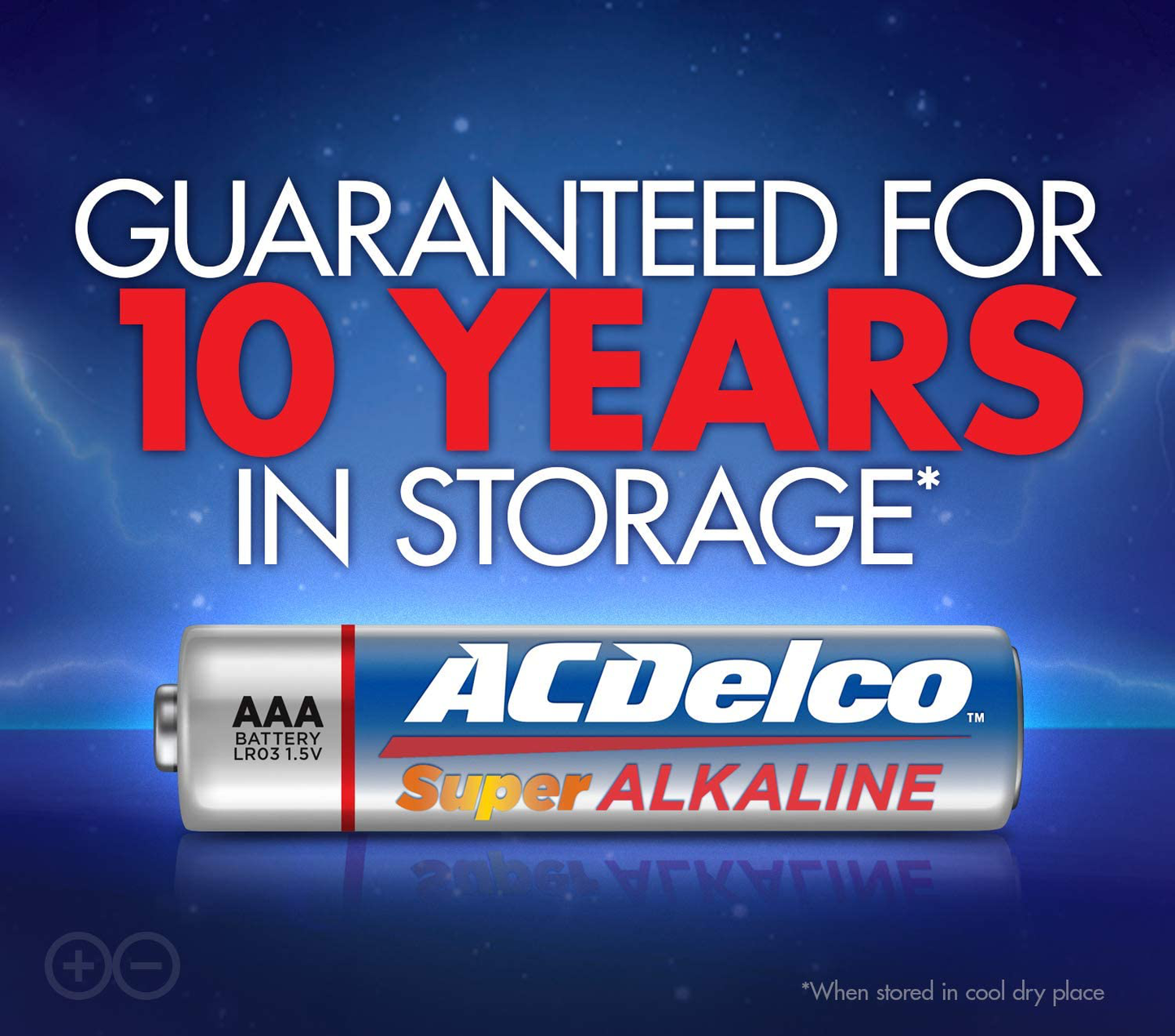 ACDelco 100-Count AAA Batteries, Maximum Power Super Alkaline Battery, 10-Year Shelf Life, Recloseable Packaging