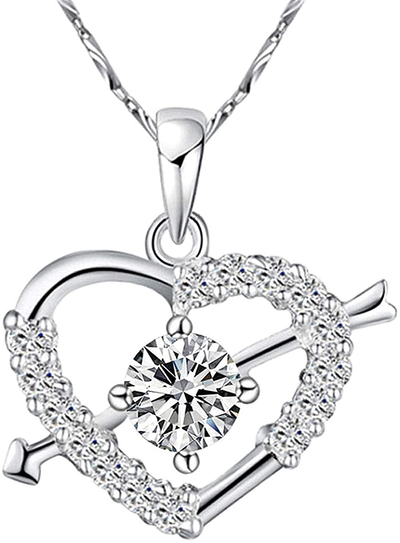 Dainty Platinum Plated round CZ Infinity Love Heart Pendant Necklace Wedding Promise Jewelry