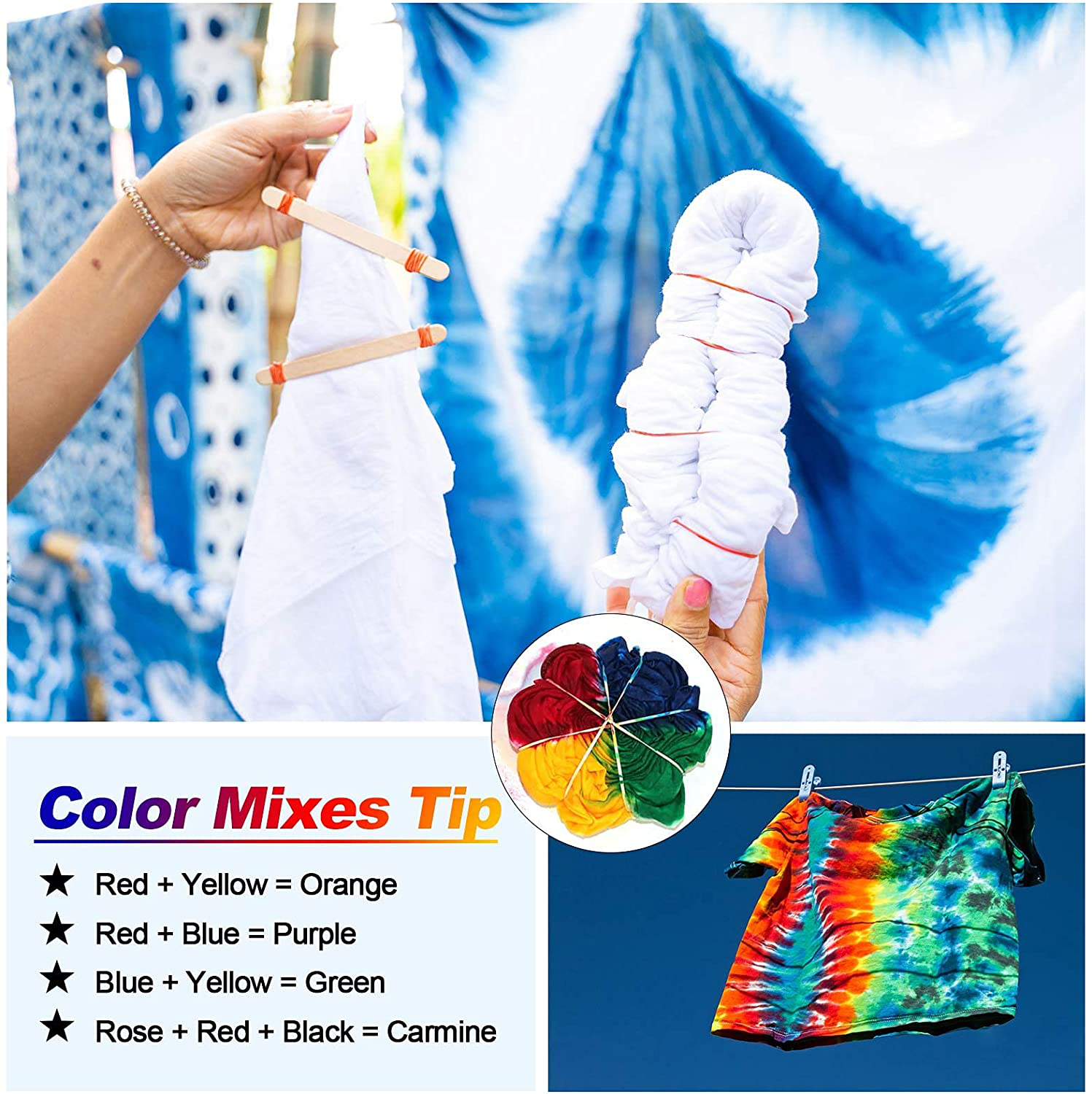 Large Tie Dye Kit for Kids and Adults - 239 Pack Permanent Tie Dye Kits for Clothing Craft Fabric Textile Party Group Handmade Project