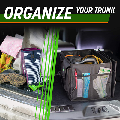 Drive Auto Trunk Organizers and Storage - Collapsible Multi-Compartment Car Organizer w/ Adjustable Straps - Automotive Consoles & Organizers