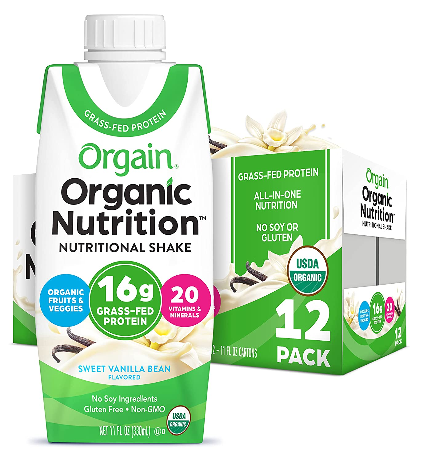 Orgain Organic Nutritional Shake, Iced Cafe Mocha - 16G Protein, 20 Vitamins & Minerals, Gluten Free, Soy Free, Kosher, Non-Gmo, 11 Fl Oz (Pack of 12) - Packaging May Vary